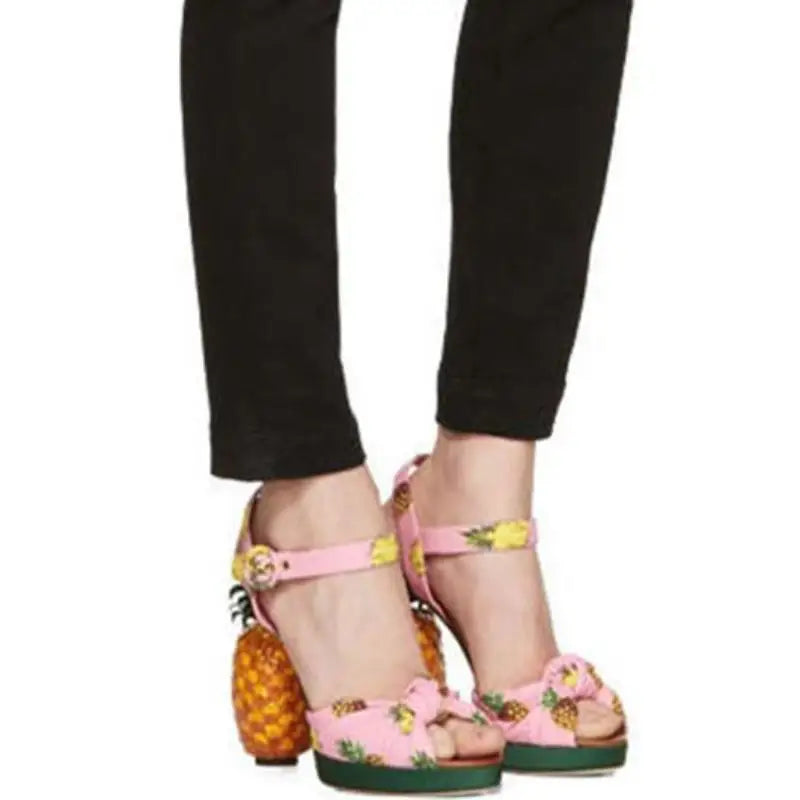 High Fashion Pink Pineapple Platform Sandals for Luxe Looks - Shoes