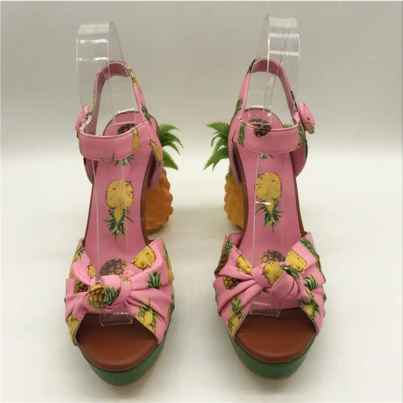 High Fashion Pink Pineapple Platform Sandals for Luxe Looks - Shoes