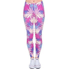 High Life Leggings with Colorful Pink, Purple, and Blue Marijuana Leaves - Cosparty