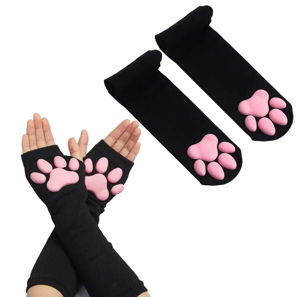 High Quality Thigh High Neko Cat Paw Gloves - Cosparty