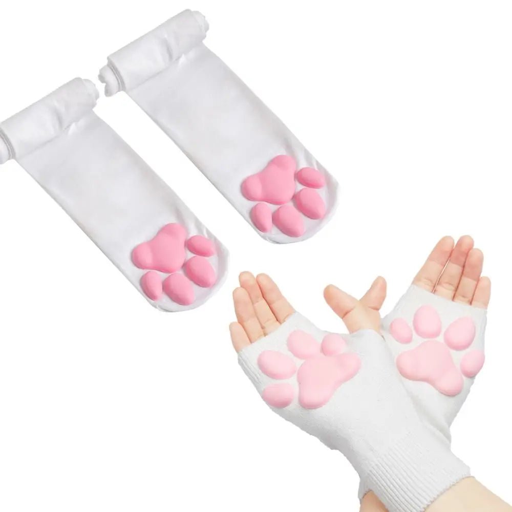 High Quality Thigh High Neko Cat Paw Gloves - Cosparty