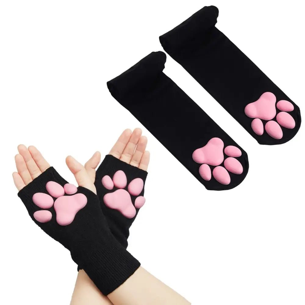 High Quality Thigh High Neko Cat Paw Gloves - Cosparty