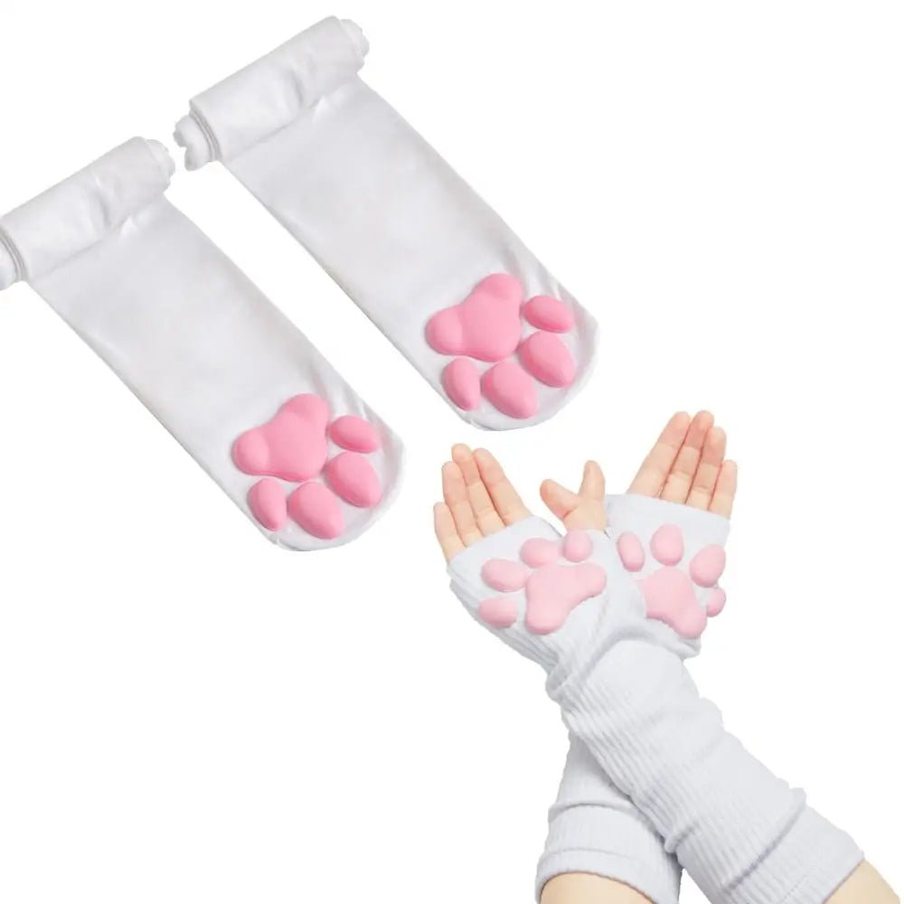 High Quality Thigh High Neko Cat Paw Gloves - Cosparty