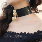 High Quality Vegan Leather Heart Locket Choker in Gold - collar