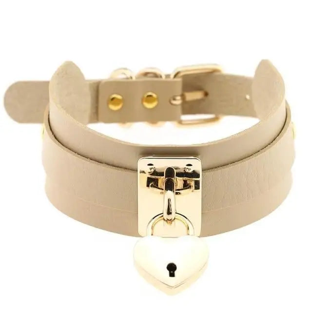 Locket Collar - Beige - collar