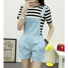 High Waisted Ribbon Jumper with Shoulder Strap and Bow Detail - Cosparty