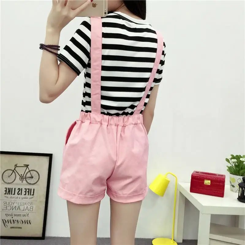 High Waisted Ribbon Jumper with Shoulder Strap and Bow Detail - Cosparty