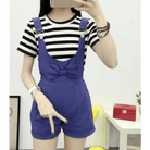 High Waisted Ribbon Jumper with Shoulder Strap and Bow Detail - Cosparty