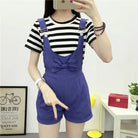 High Waisted Ribbon Jumper with Shoulder Strap and Bow Detail - Cosparty