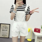 High Waisted Ribbon Jumper with Shoulder Strap and Bow Detail - Cosparty