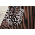 High - Waisted Steampunk Renaissance Skirt with Gear Print and Stripes - Cosparty
