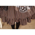 High-Waisted Steampunk Renaissance Skirt with Gear Print and Stripes - Skirts