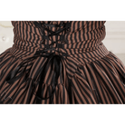 High - Waisted Steampunk Renaissance Skirt with Gear Print and Stripes - Cosparty