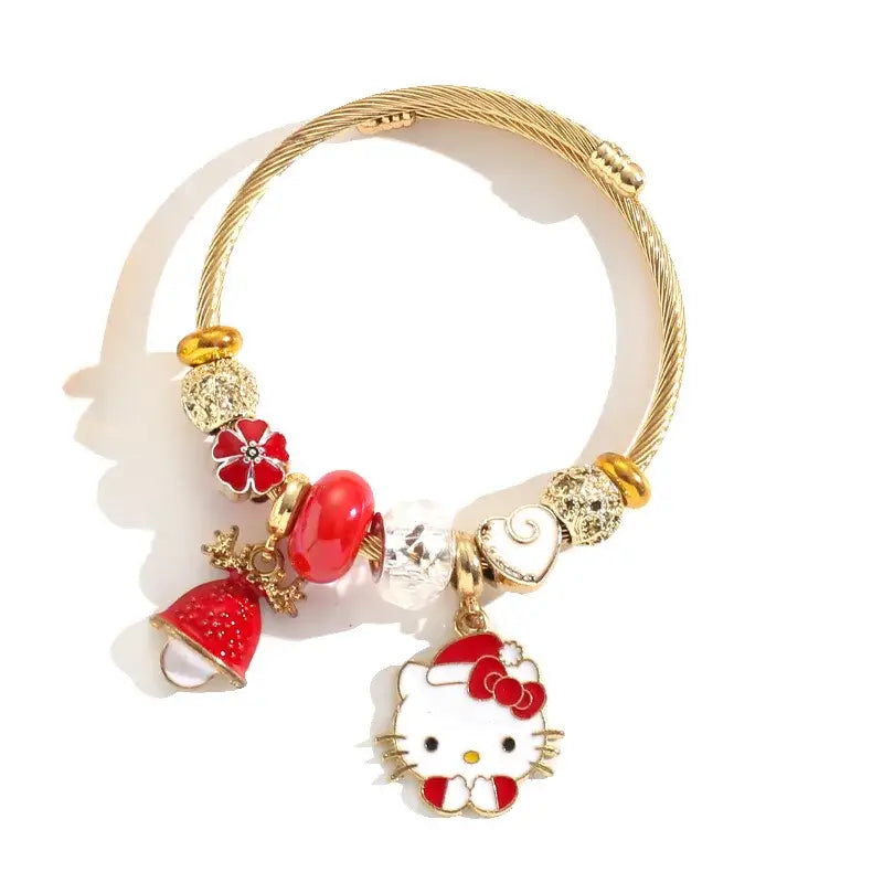 Holiday Character Bangle Beaded Bracelets Featuring Kawaii Designs - bracelet