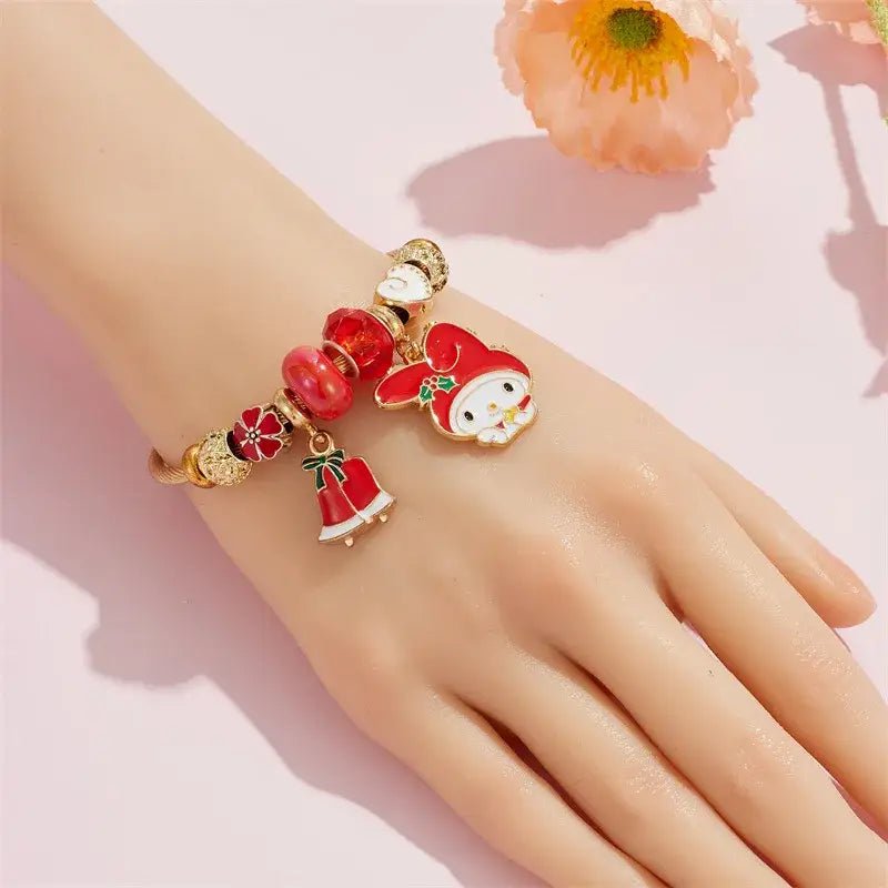 Holiday Character Bangle Beaded Bracelets Featuring Kawaii Designs - Cosparty