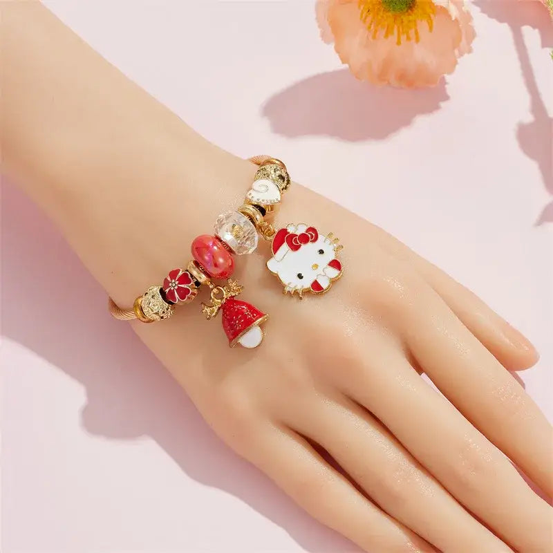 Holiday Character Bangle Beaded Bracelets Featuring Kawaii Designs - bracelet