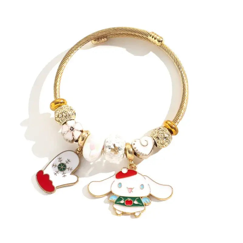 Holiday Character Bangle Beaded Bracelets Featuring Kawaii Designs - bracelet