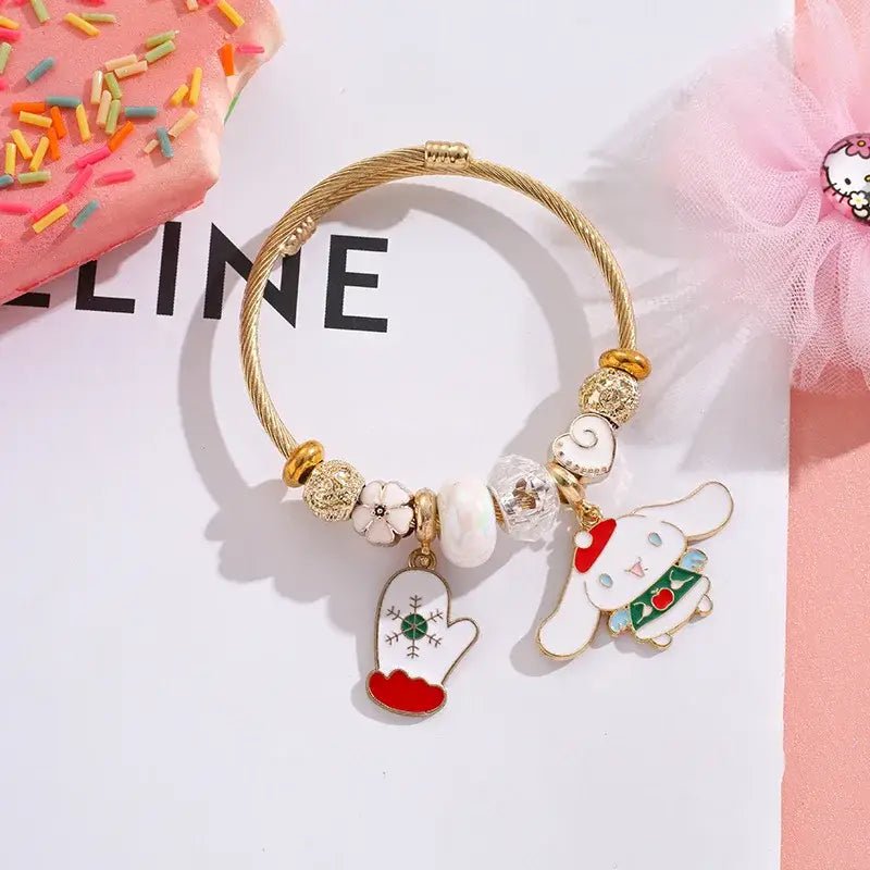 Holiday Character Bangle Beaded Bracelets Featuring Kawaii Designs - Cosparty