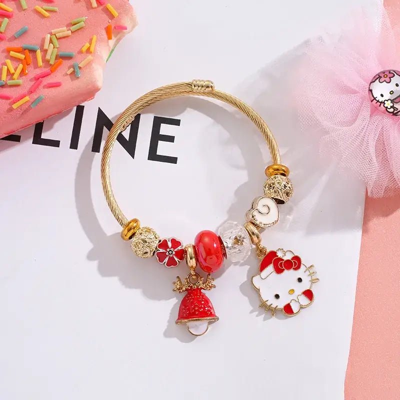 Holiday Character Bangle Beaded Bracelets Featuring Kawaii Designs - Cosparty