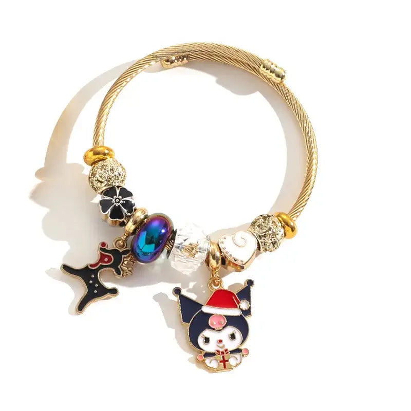 Holiday Character Bangle Beaded Bracelets Featuring Kawaii Designs - bracelet