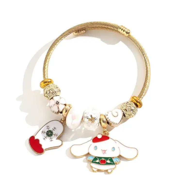 Holiday Character Bangle Beaded Bracelets Featuring Kawaii Designs - Cosparty
