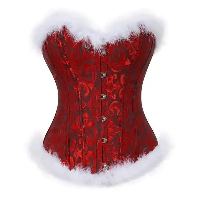 Genuine Holiday Corsets (5 Styles!) - Red Patterned / S - bustier, christmas, corset, corsetry, corsets