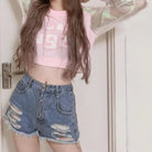 Holographic Acid Sugar Crop Top Sweater with Rainbow Sleeves - Cosparty