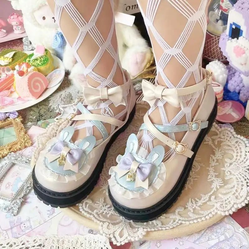 Holographic Bunny Ear Lolita Shoes for Kawaii Style - Cosparty