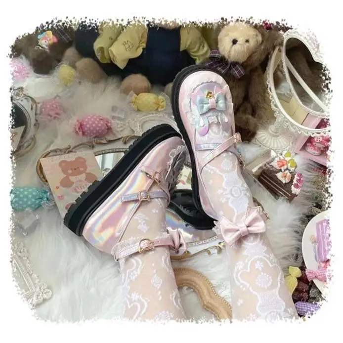 Holographic Bunny Ear Lolita Shoes for Kawaii Style - shoes