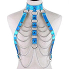 Blue Holographic Chain Body Chest Harness Gothic Shiny