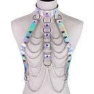 Silver Holographic Chain Body Chest Harness Gothic Shiny