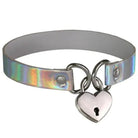Holographic Lock and Key Choker Collar with Metal Locket - Cosparty