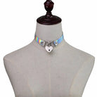 Holographic Lock and Key Choker Collar with Metal Locket - accessories