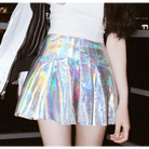 Holographic Pleated Silver Mini Skirt for Trendy J-Fashion Lovers - Skirts