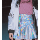Holographic Pleated Silver Mini Skirt for Trendy J - Fashion Lovers - Cosparty