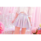 Holographic Pleated Silver Mini Skirt for Trendy J-Fashion Lovers - Skirts