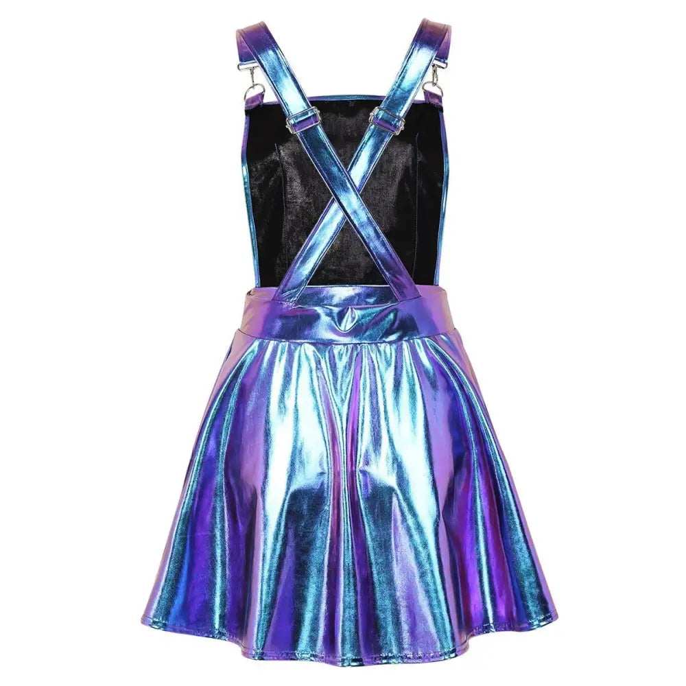 Holographic Suspender Overall Jumper Dress in New Condition - overalls