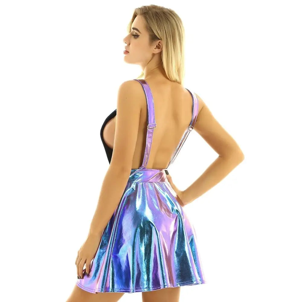 Holographic Suspender Overall Jumper Dress in New Condition - overalls