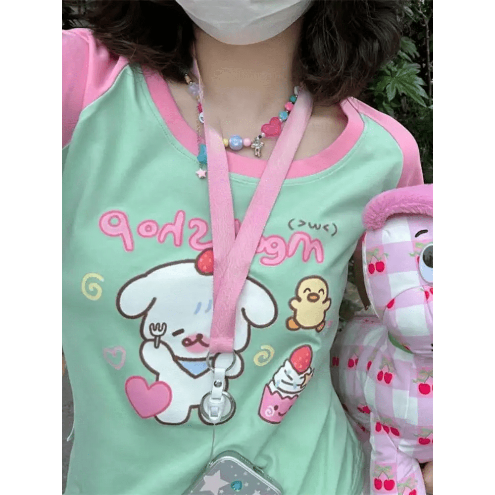 Hungry Lil Pup Tee for Kawaii Fashion Enthusiasts - Cosparty