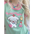 Hungry Lil Pup Tee for Kawaii Fashion Enthusiasts - Green / XL (58.5-64.5KG) - shirt