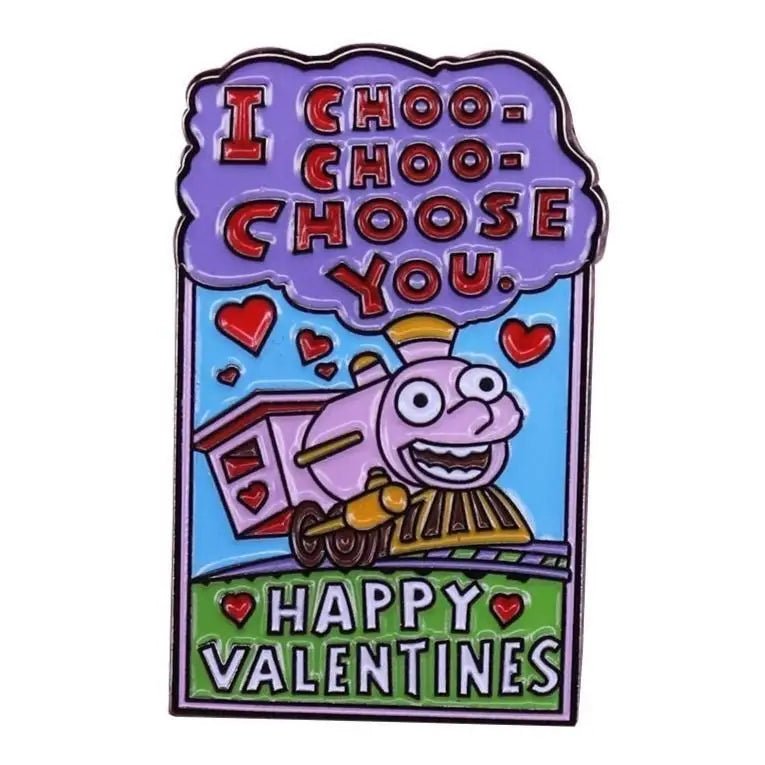 I Choo Choo Choose You Valentine's Card Enamel Pin in New Condition - Cosparty