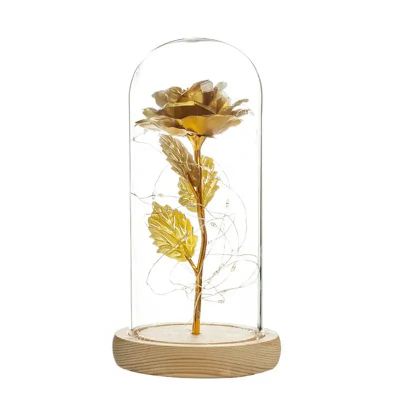 Immortal Rose Lamp with Elegant Flower Encased in LED Light - light