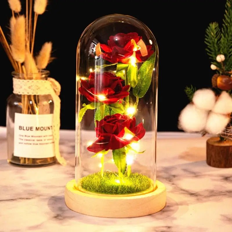 Immortal Rose Lamp with Elegant Flower Encased in LED Light - Cosparty