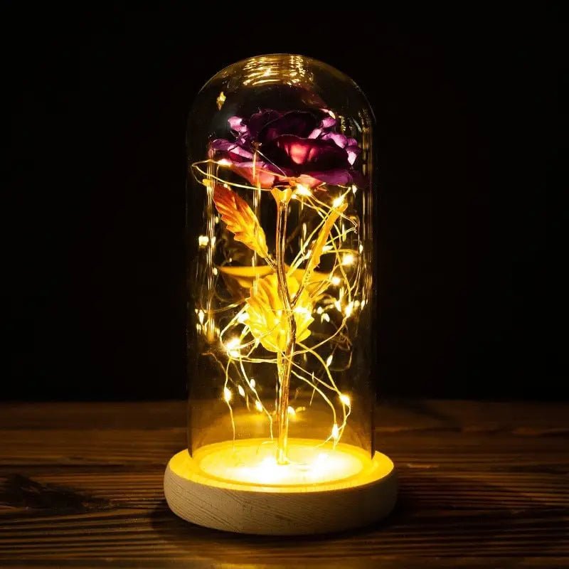 Immortal Rose Lamp with Elegant Flower Encased in LED Light - Cosparty