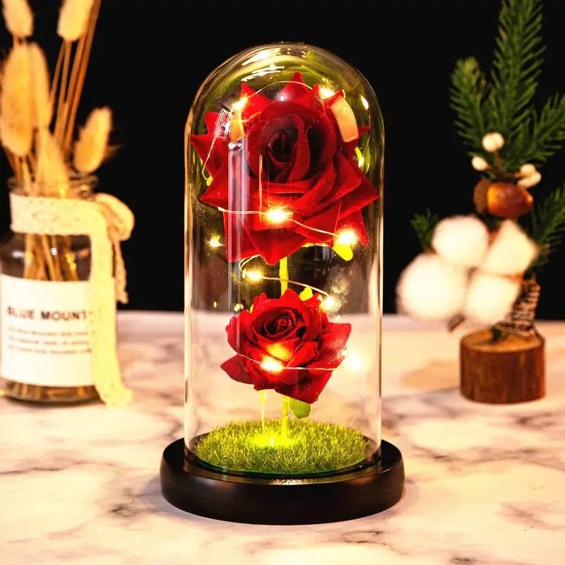 Immortal Rose Lamp with Elegant Flower Encased in LED Light - Cosparty