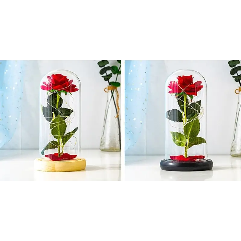 Immortal Rose Lamp with Elegant Flower Encased in LED Light - light