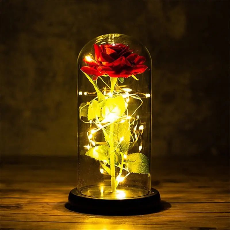 Immortal Rose Lamp with Elegant Flower Encased in LED Light - Cosparty