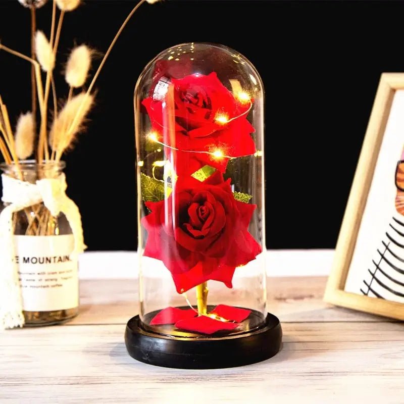 Immortal Rose Lamp with Elegant Flower Encased in LED Light - Cosparty