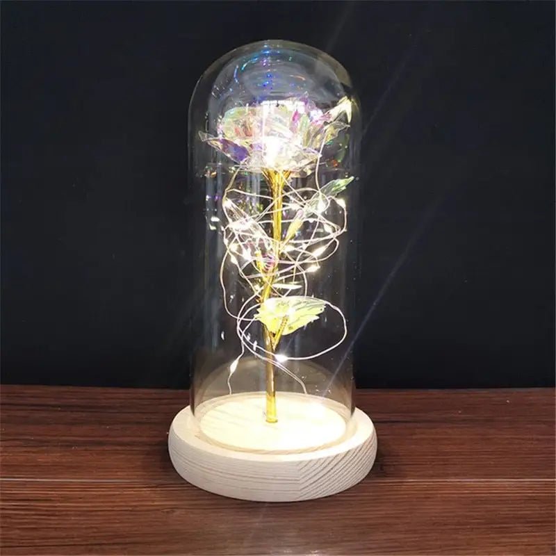 Immortal Rose Lamp with Elegant Flower Encased in LED Light - Cosparty