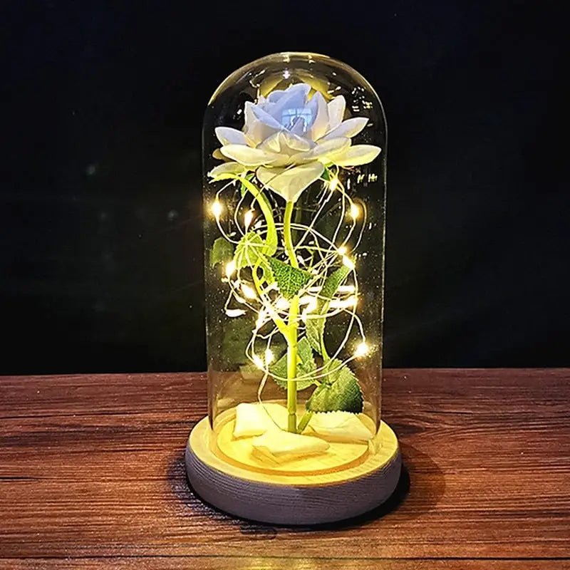 Immortal Rose Lamp with Elegant Flower Encased in LED Light - Cosparty